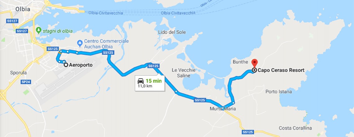 11 km dall'aeroporto di Olbia